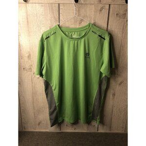 Mens Shirt Medium Green Gray Quick Drying Sports Training Running Short Sleeves